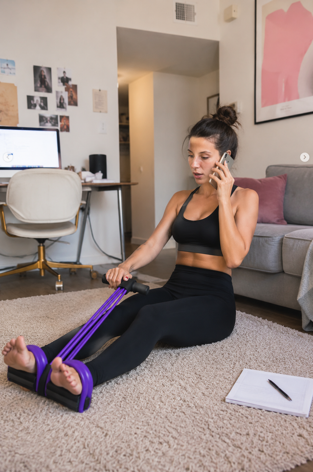 At home — between calls or after work