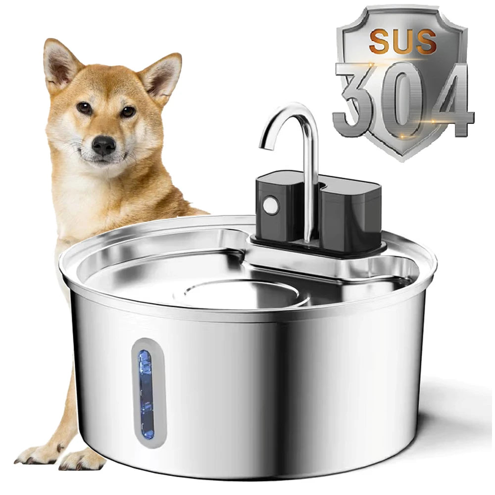 3.2L Wireless Stainless Steel Cat Water Fountain With 4000mAh Battery & Sensor Automatic Filtration Pet Water Drinker Dispenser