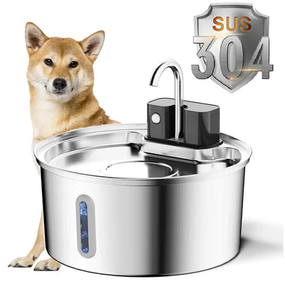 3.2L Wireless Stainless Steel Cat Water Fountain With 4000mAh Battery & Sensor Automatic Filtration Pet Water Drinker Dispenser