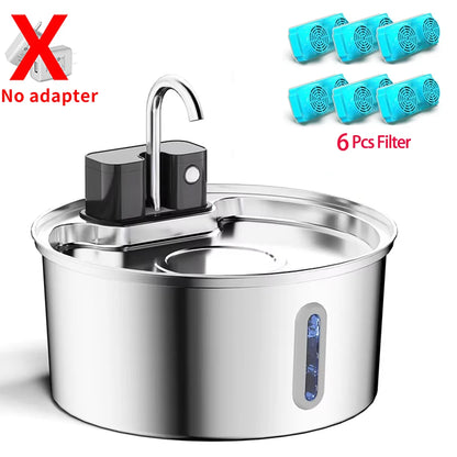 3.2L Wireless Stainless Steel Cat Water Fountain With 4000mAh Battery & Sensor Automatic Filtration Pet Water Drinker Dispenser