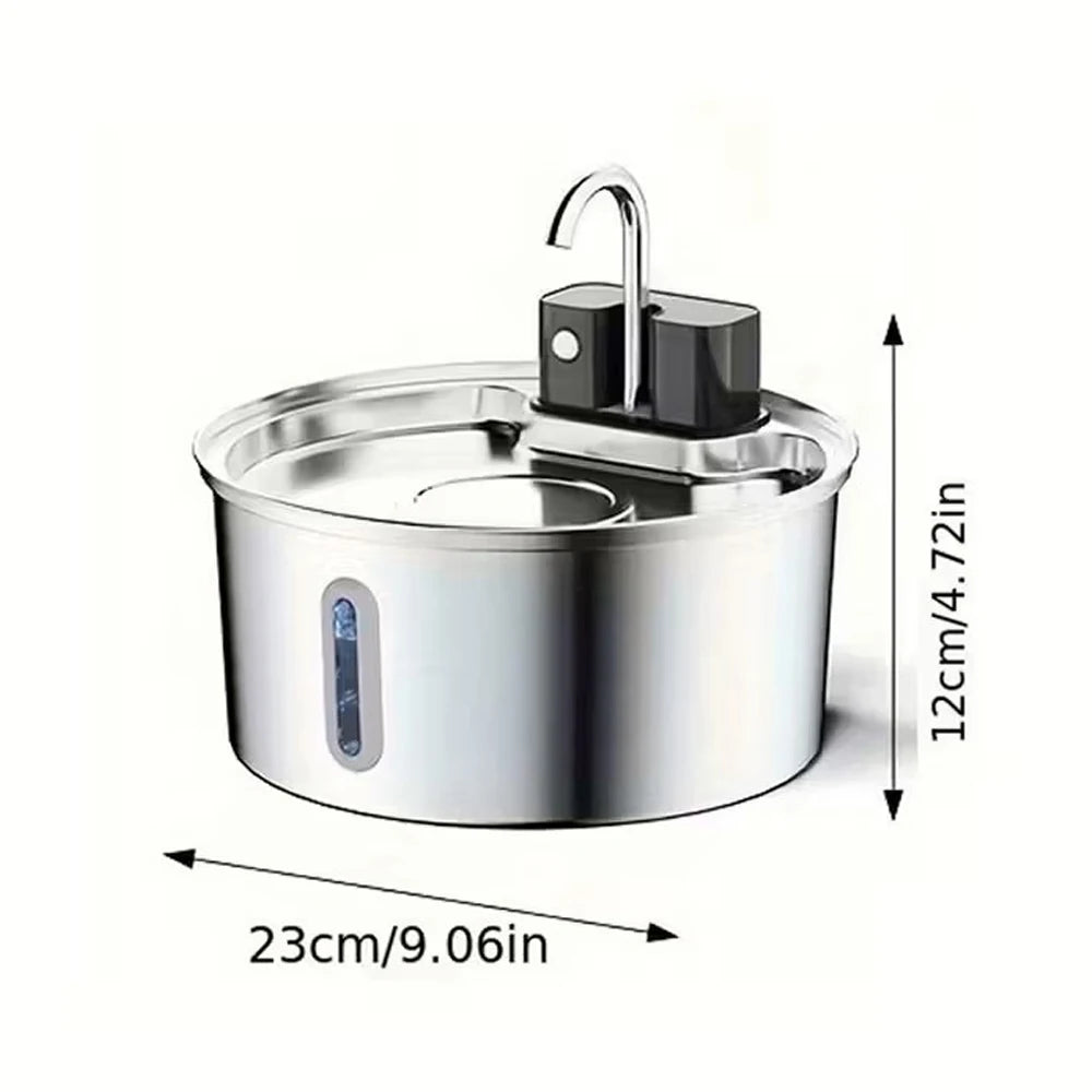 3.2L Wireless Stainless Steel Cat Water Fountain With 4000mAh Battery & Sensor Automatic Filtration Pet Water Drinker Dispenser