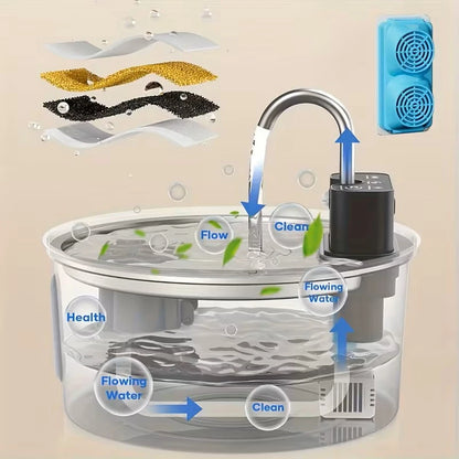 3.2L Wireless Stainless Steel Cat Water Fountain With 4000mAh Battery & Sensor Automatic Filtration Pet Water Drinker Dispenser