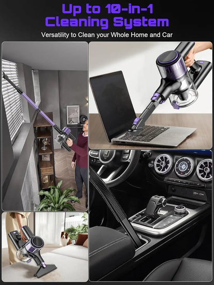 Cordless Vacuum Cleaner, 55Kpa/500W/45min 10 in 1 Powerful Stick Lightweight Vacuum Cleaner for Home Pet Hair/Hard Floor/Carpet