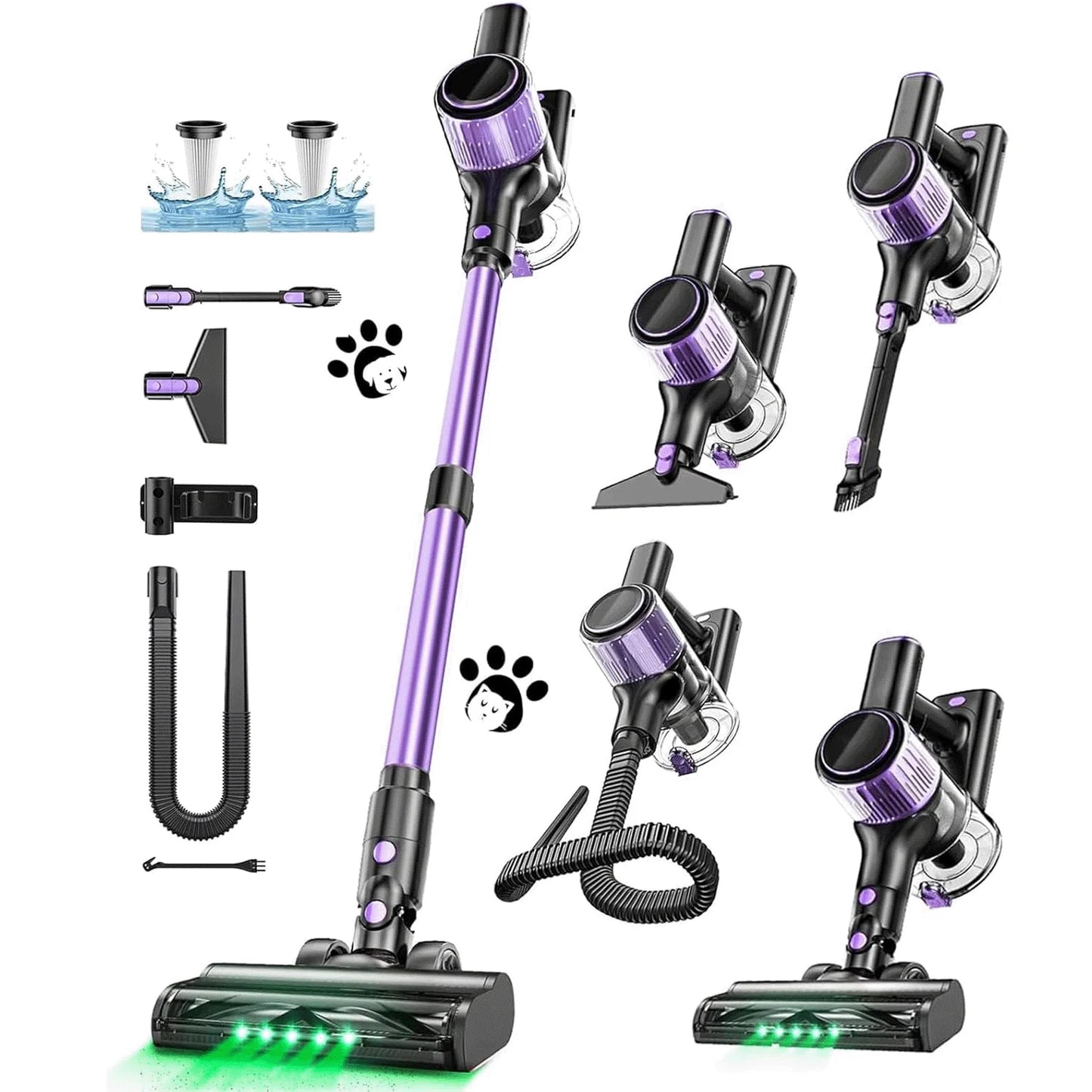 Cordless Vacuum Cleaner, 55Kpa/500W/45min 10 in 1 Powerful Stick Lightweight Vacuum Cleaner for Home Pet Hair/Hard Floor/Carpet