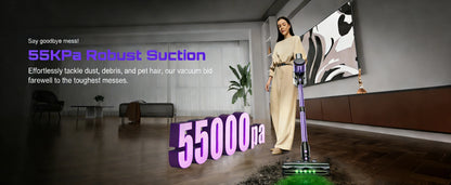 Cordless Vacuum Cleaner, 55Kpa/500W/45min 10 in 1 Powerful Stick Lightweight Vacuum Cleaner for Home Pet Hair/Hard Floor/Carpet